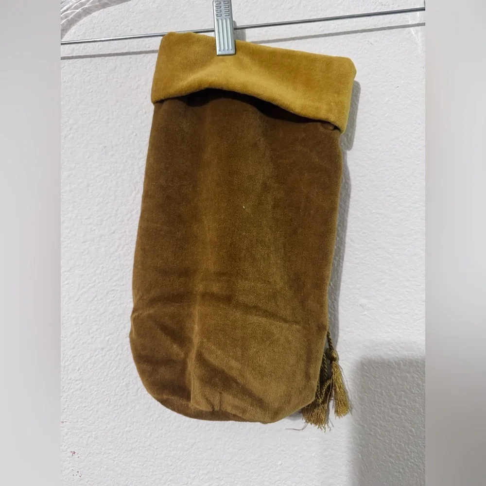 Pottery Barn Gold Velvet Wine Bag With Tags